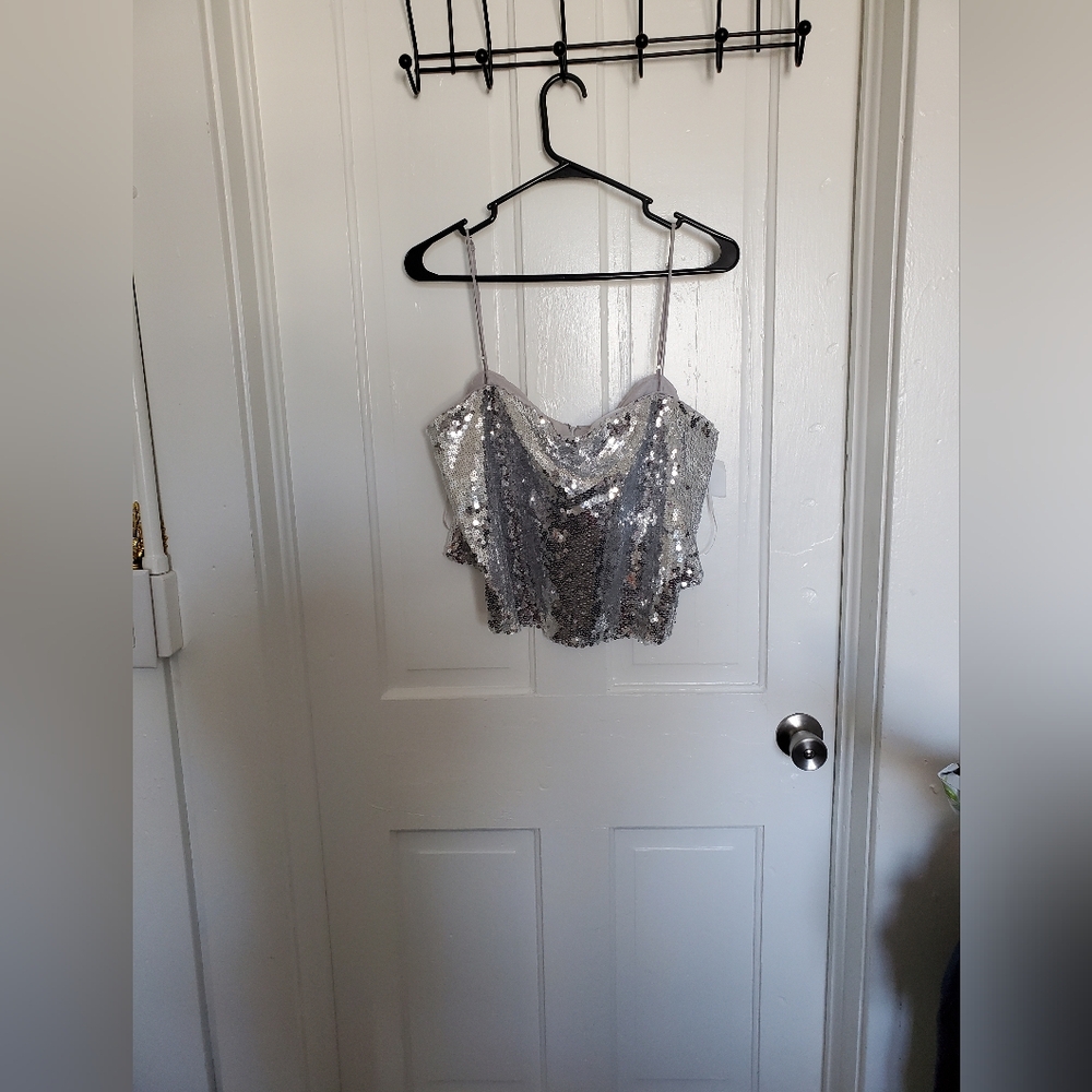 Silver Sequin Women's Top